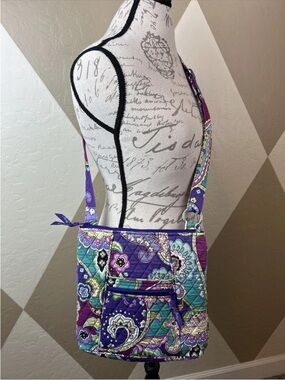 Vera Bradley Triple Zip Hipster Crossbody Shoulder Bag Purse HEATHER Paisley